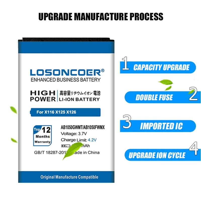 LOSONCOER 2300 мАч AB1050GWMT AB1050FWMX для PHILIPS Xenium E255 X116 X125 X126 E103 E106 X128 аккумулятор мобильного