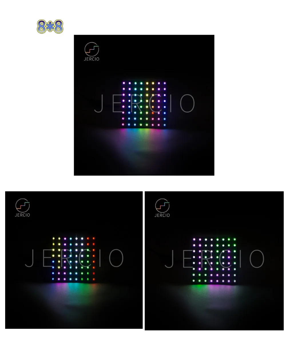 JERCIO SK6812 WS2812B сменный ЖК-экран панели 8*8 пикселей Матрица экрана 2427/RGB IC чип индивидуально адресуемый DC5V