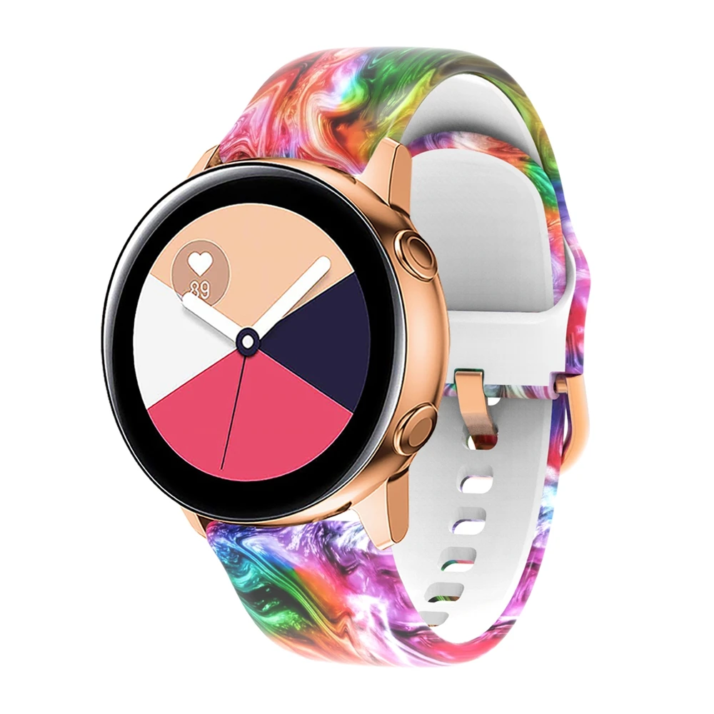 20 мм печать силиконовый ремешок для samsung Galaxy Watch активный 42 ремешок для часов, мм для huawei Watch 2/Amazfit BIP Молодежный браслет ремешок