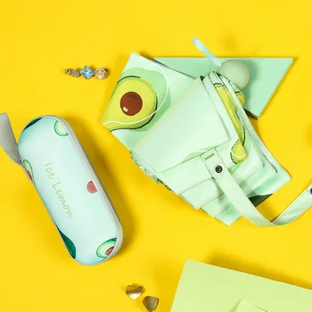 

Fruit Pattern Vinyl Sunscreen Anti-UV Parasol Pocket Capsule Umbrella Five-fold Folding Sunny And Rain Dual-purpose Umbrella