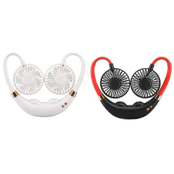 

Hands-Free Neck Band Hands-Free Hanging USB Rechargeable Dual Fan Mini Air Cooler Summer Portable