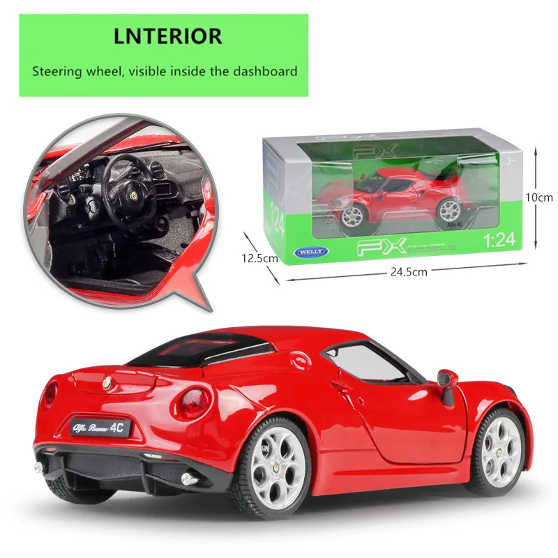 WELLY 1:24 Alfa Romeo 4C спортивный автомобиль моделирование сплав модель автомобиля ремесла Коллекция игрушек инструменты подарок