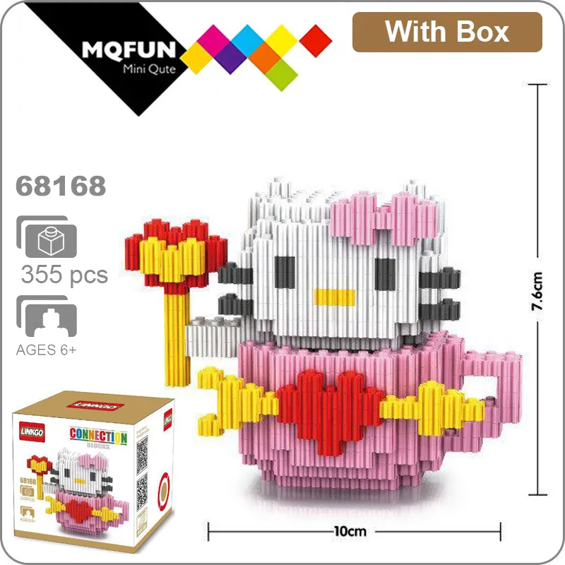 Linkgo, мультяшная чашка Микки, Минни Маус, мишка Rilakkuma, животные, мини блоки, Алмазные Кирпичи, сделай сам, мини-строительные детские развивающие игрушки - Цвет: 68168 With Box