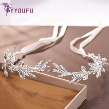 

YYOUFU Fashion Crystal Crown Hair Accessory With Streamer Bridal wedding crystal hair jewelry