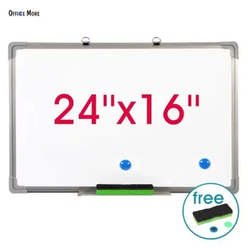 

Single-Sided Magnetic Whiteboard 24" x 16" Dry Erase Board Set, with 1 Dry Erase Markers & 2 Magnetic Grains ,1 Whiteboard Pen