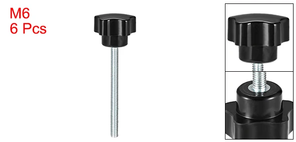 M6 x 70mm Uxcell 6 деталей из серии "Звездные войны", ручки M5/M6/M8/M10 20/25/30/40/50/70 мм с наружной резьбой Сталь цинка серьги-гвоздики черный PP - Цвет: M6 x 70mm