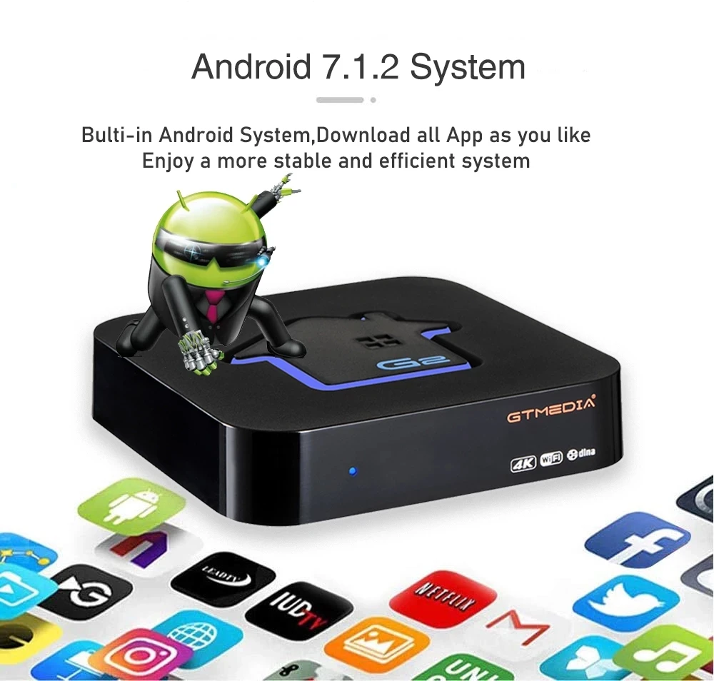 S905W 2GB RAM +16GB ROM GTMEDIA G2 4K Android 7.1.2 Tv Box Support watch netflix in HD Xtream IPTV | Электроника
