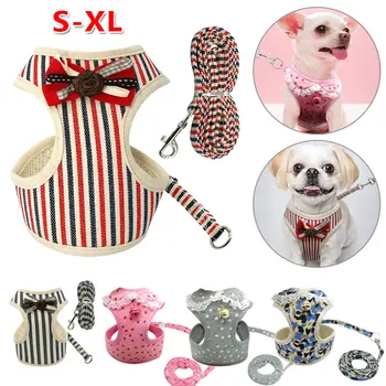 

Soft Mesh Pet Dog Cat Harness Leash Set Bell Lace Pet Vest for Small Medium Dogs