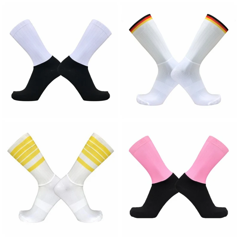 Anti Slip Football Silicone Summer Stripe Socks Breathable Cycling Socks Men Sports Soccer Running Bicycle Socks
