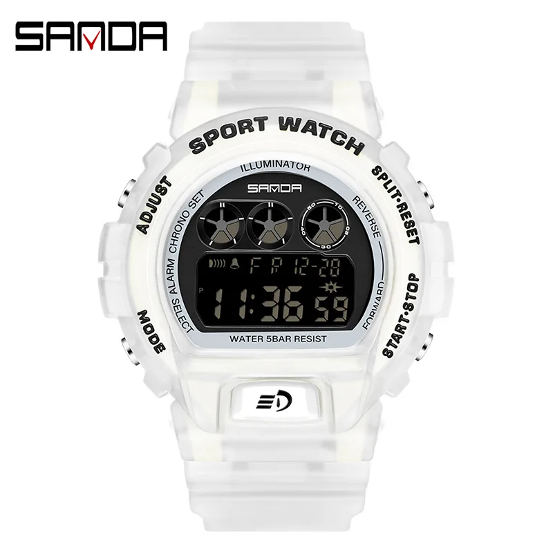 SANDA brand new green bright color single movement electronic watch men's and women's multi-function waterproof watch