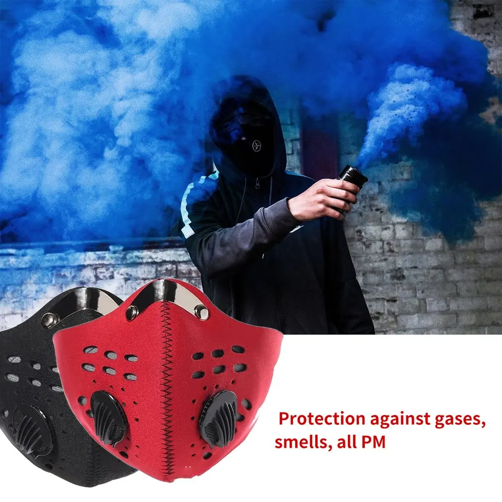 Pollution Mask Adult Anti PM 2.5 Pollen Dust Mask Washable Anti-fog Anti Dust Mask Activated Carbon Filter with 2 Filters Hot