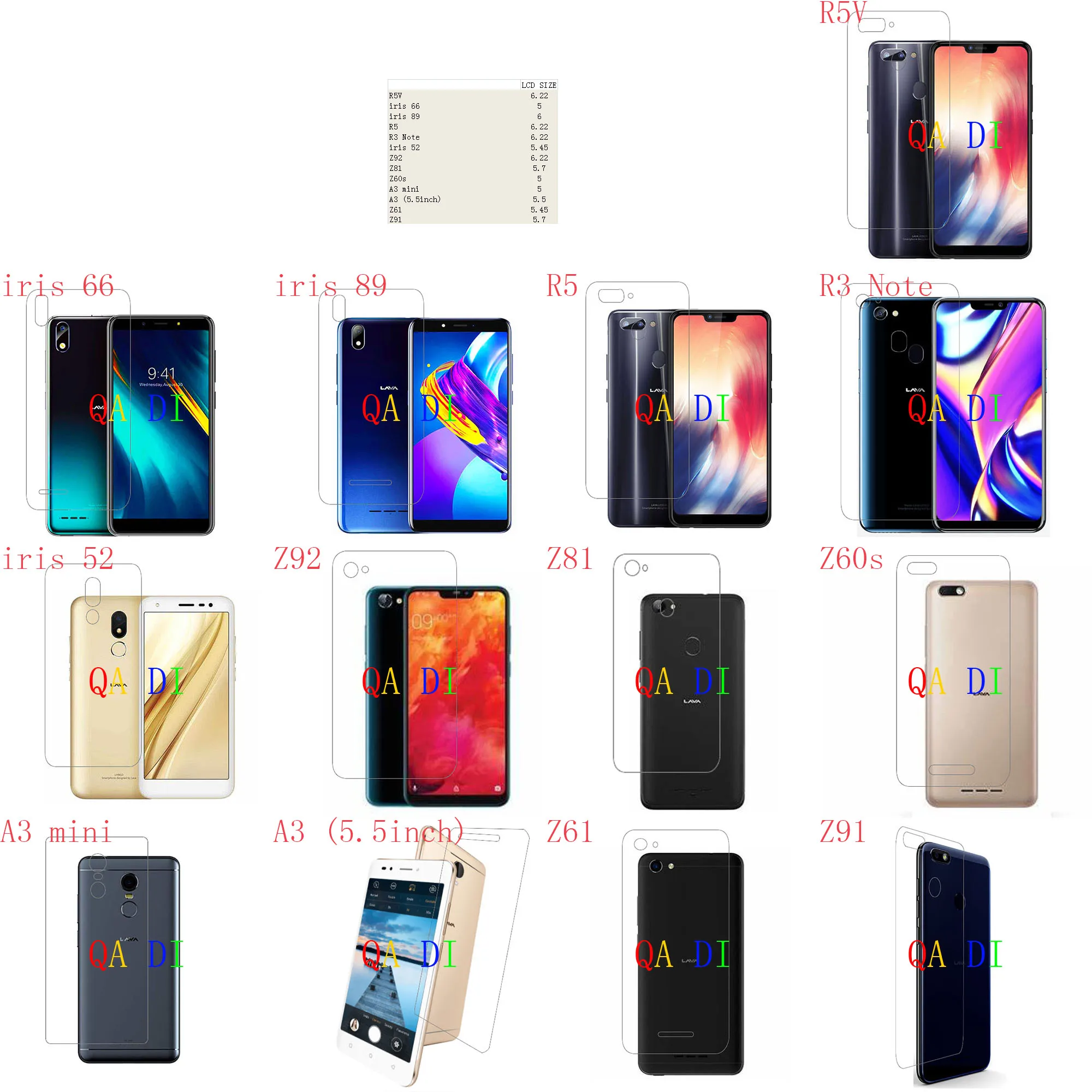 Rear Screen Protector Back Film For Lava R5V iris 66 89 R3 Note 52 Z92 Z81 Z60s A3 mini 5inch Z61 Z91 | Мобильные телефоны и