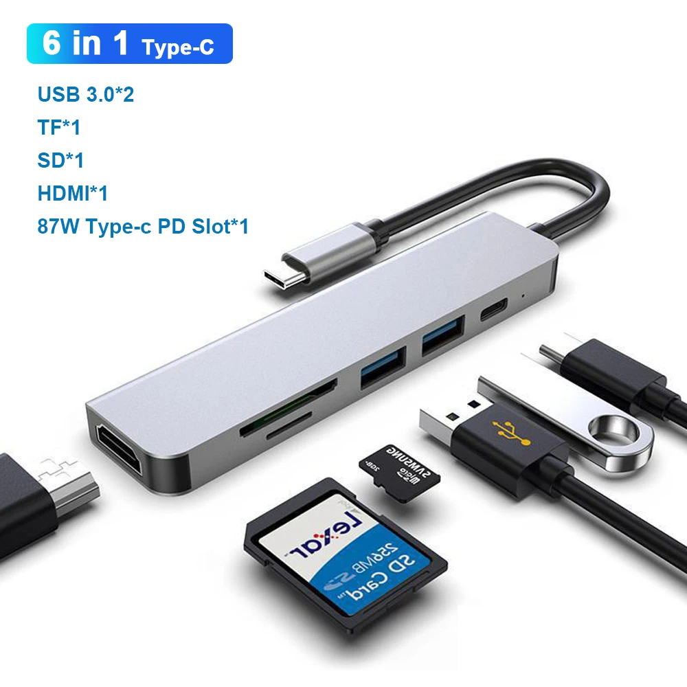 E-Thinker - E-THINKER Hub USB C, HDMI 4K,Lecteur de carte SD&TF,3xUSB 3.0  Adaptateur Chargeur pour Macbook - Hub - Rue du Commerce