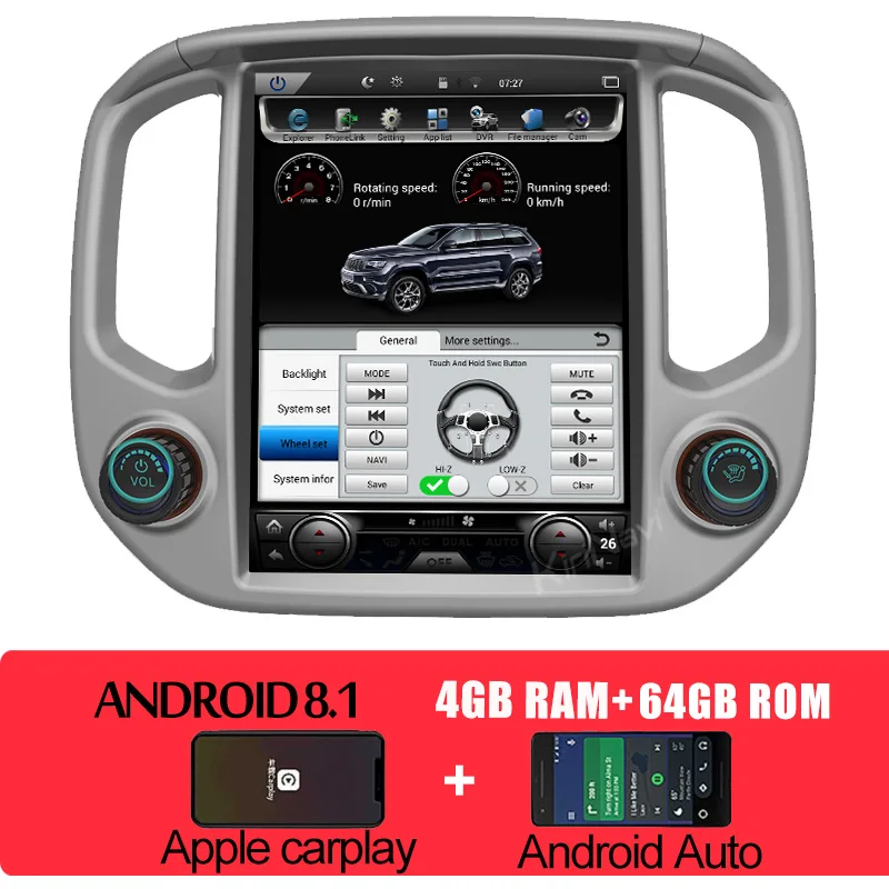 KiriNavi вертикальный экран Tesla стиль Android 8,1 автомобильный Радио Мультимедиа gps навигация автомобильный dvd-плеер для Chevrolet Colorado GMC - Цвет: android car radio