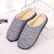 Мужские зимние теплые домашние тапочки в мелкую клетку; нескользящая обувь для влюбленных пар; женская обувь без шнуровки; мягкая домашняя обувь на плоской подошве; удобные женские тапочки размера плюс