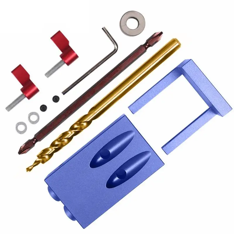 New-Pocket-Hole-Jig-Kit-System-For-Wood-Working-Joinery-Tool-Set-w-Step-Drill-Bit