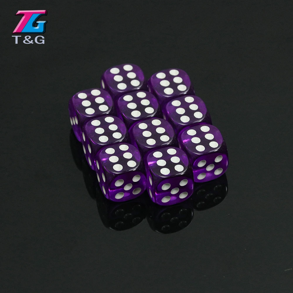 Colorful 14mm 10pcs/set Acrylic Transaprent d6 Dice 6 sided gambling red blue green yellow purple for Drinking Board Game|d6 dice set|dice board
