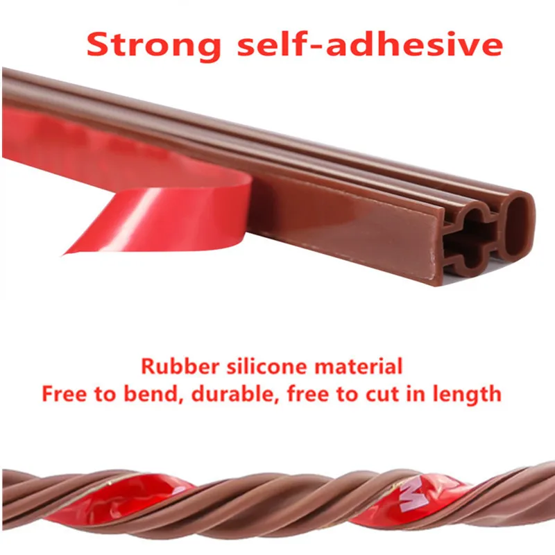 6M Silicone Rubber Self-adhesive Sealing Strip Door Window Sealing Strip Keep Warm Dustproof Soundproof and Anti-collision Strip