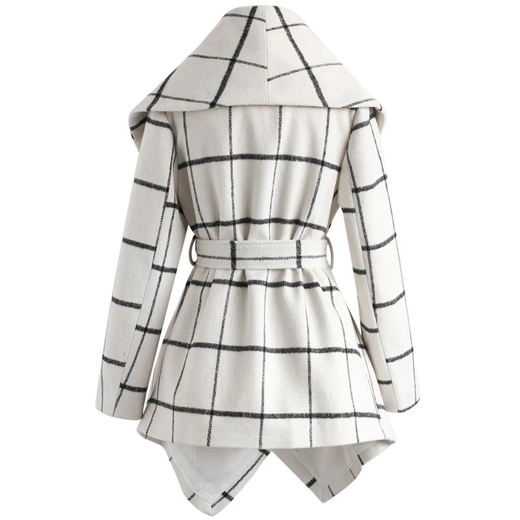 Womail harajuku куртка для женщин в клетку с принтом карманная повязка неровная длина длинный рукав длинное пальто veste femme automne