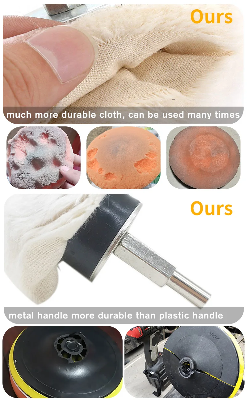 Car Rims Polishing 5PCS Cloth Wheel Buffing Durable Cloth Polishing Wheel Pad Car Detailing Waxing Cleaning Maintenance Tool