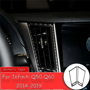 

Car styling Carbon Fiber Sticker Center Console Air Vent Outlet frame Trim Cover Sticker Trim For Infiniti Q50 Q60 2014-2019