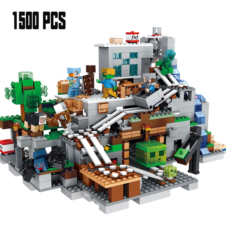 

1500pcs Compatible Legoinglys playmobil Minecrafthinglys Cave Light my Figures worlds Village Dragon Building Blocks Toy