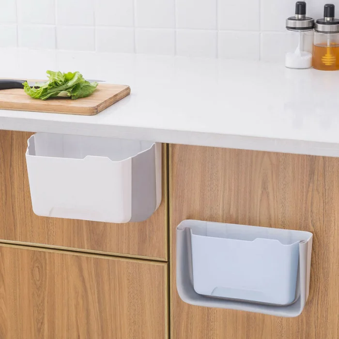 Folding Hanging Trash Can Garbage Waste Bin Wall Mounted Kitchen Cabinet Holder P666