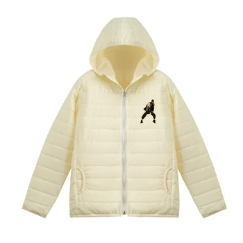 

Popular hooded fashion winter down jacket Coat Billie eilish female / male hooded padded warm print white zipper comfort coat