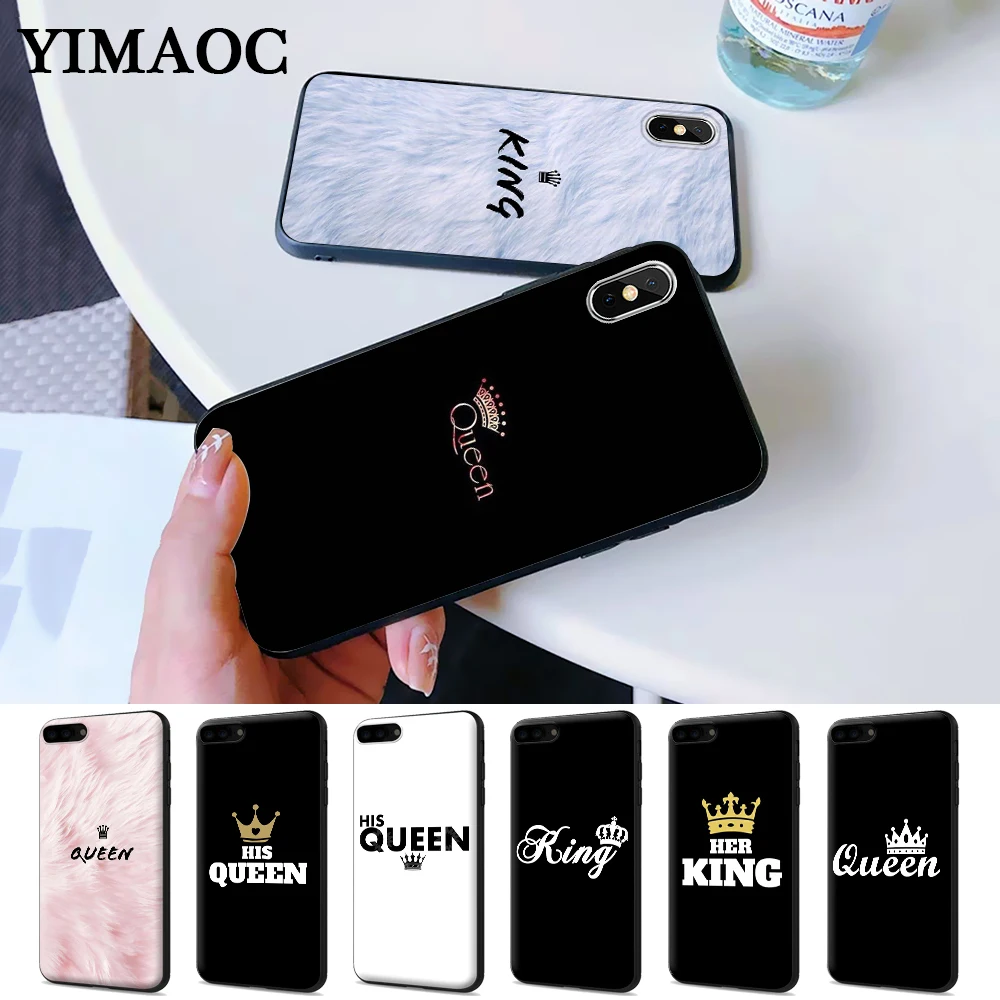 

Queen & King Couple Novelty Fundas Silicone Case for iPhone 5 5S 6 6S Plus 7 8 X XS Max XR