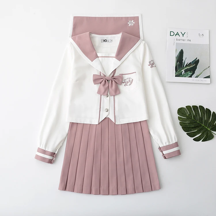 Tops And Skirt Зимнее женское пальто JK, верхняя одежда и юбка, комплект из двух предметов для девочек, студенческий костюм с вышитыми буквами, плиссированная юбка в консервативном стиле - Цвет: Tops And Skirt
