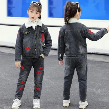 

Children Clothing Set Korean Girls Denim Suit Spring Outfits Sports Wear Teenager Casual Jacket + Jeans 2pcs for 4 6 8 10 12Year