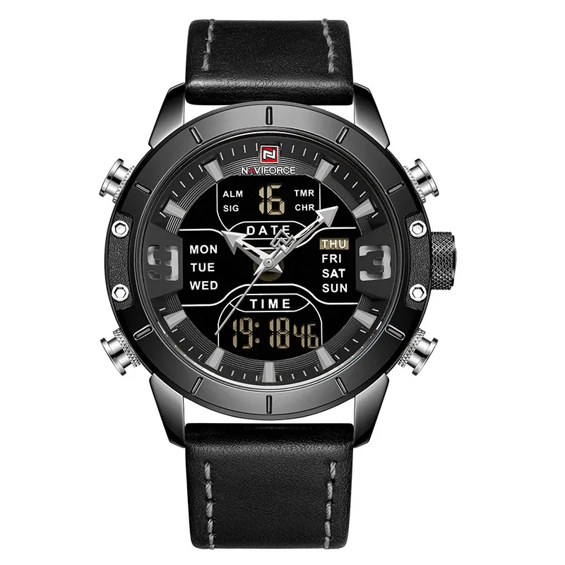 NAVIFORCE Топ Роскошные, спортивные и фирменные мужские часы светодиодный цифровые водонепроницаемые часы модные кварцевые Военные Наручные часы Relogio Masculino