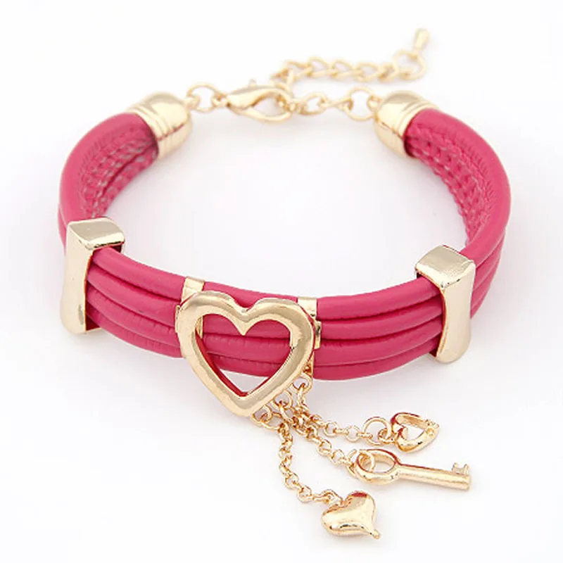 

SMB002 Multilayer Charm Red PU Leather Bracelet Women 's Wrap Bracelets Fashion Friendship Unisex Jewelry