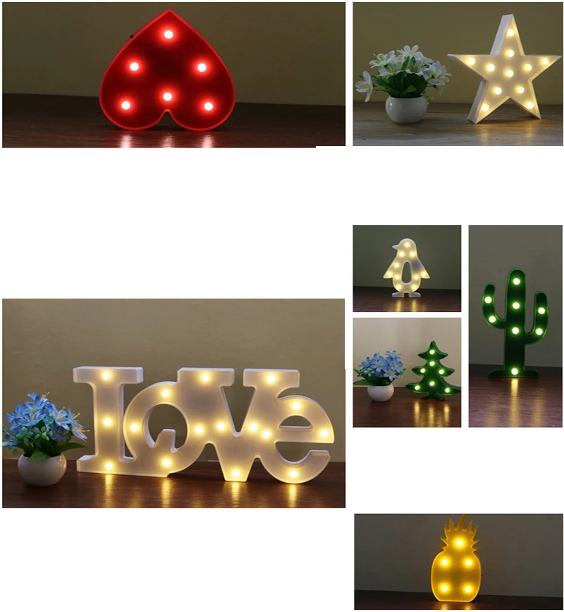 Hot 26 English Alphabet LED Lights Symbols Luminous Indicators Creative Modeling Lights Wedding Festival Decoration