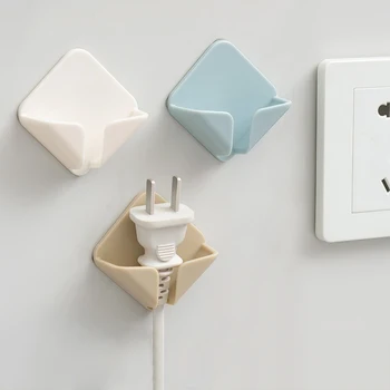 

2pcs Plug Hook Punch-free Self Adhesive Power Plug Wall Holder Storage Rack YU-Home