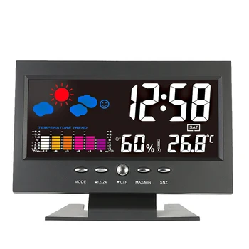 

LCD Indoor Digital Thermometer Hygrometer Alarm Clock Calendar Weather Station Desk Clock Temperature Humidity Meter Barometer