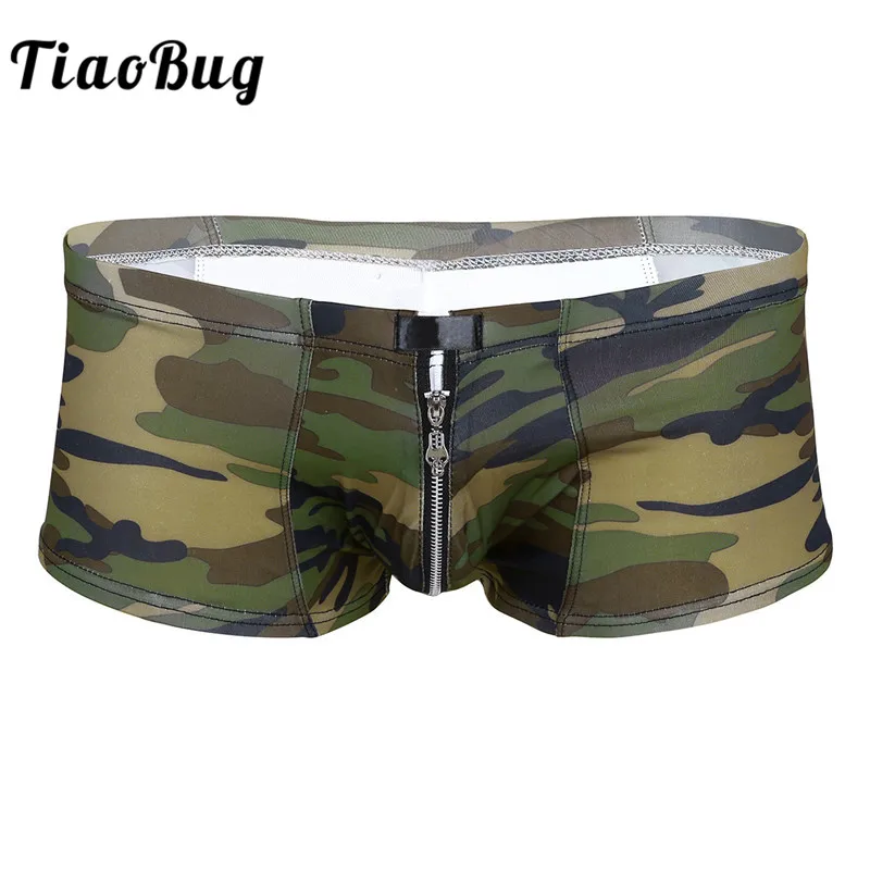 Мужские купальники TiaoBug с камуфляжным принтом трусы низкой посадкой эластичный