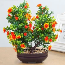 Бонсай поддельные искусственные растения пластиковые бонсай цветок Свадебный домашний Декор подарок поддельные цветы в горшках рождественские украшения