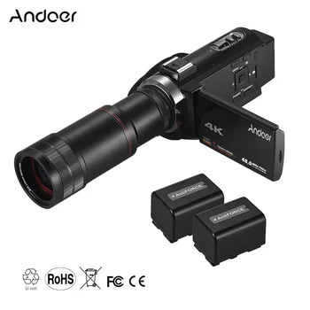 

Andoer 4K HD Digital Video Camera Camcorder DV 16X Digital Zoom 3 In TouchScreen WiFi IR Night Vision with 2pcs Batteries