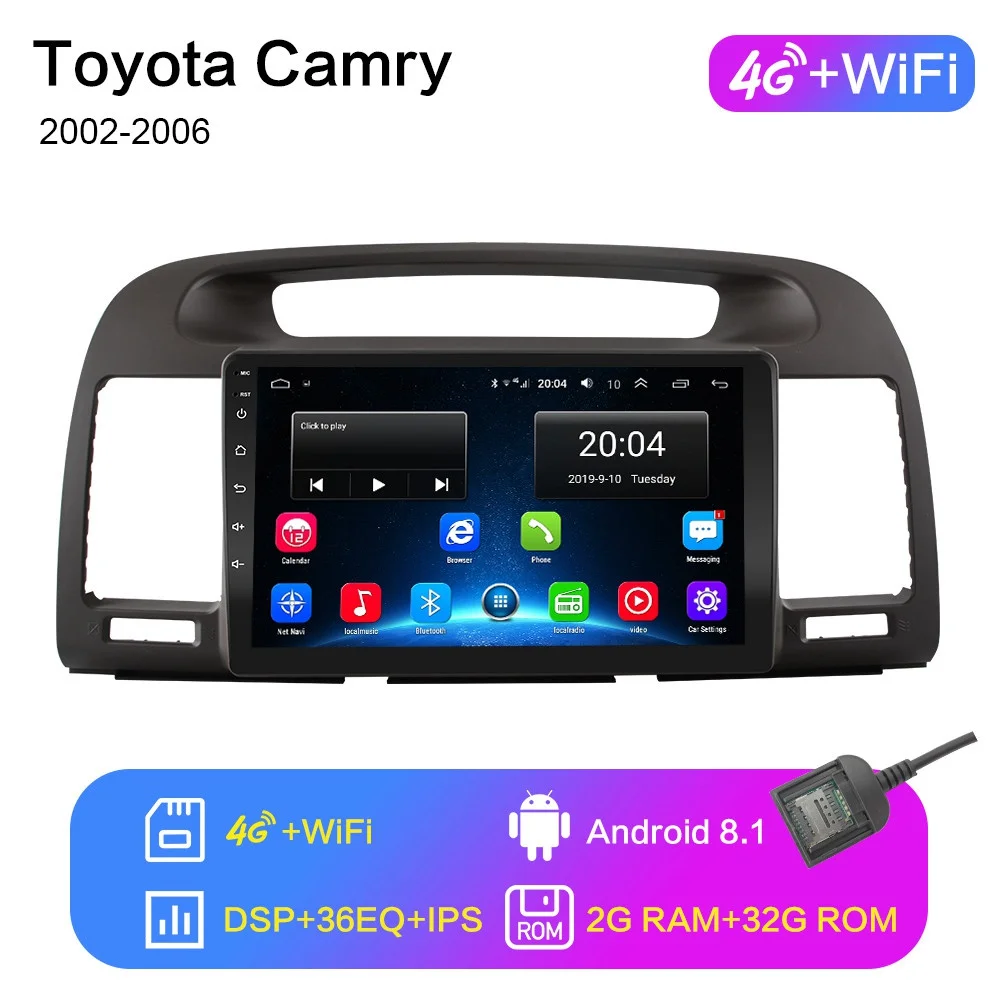 4G-WIFI 2G-32G 2G+ 32G " 2din Android 8,1 GO автомобильный dvd-плеер для Toyota Camry 2002 2003 2004 2005 2006 автомобильный Радио gps навигация wifi DSP ips - Цвет: 4G-WIFI 2G-32G