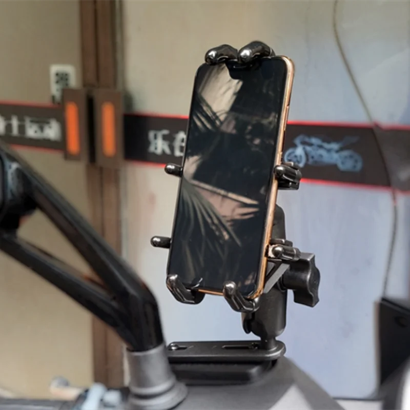 Suporte do Telefone de Alumínio Braço para Gopro Aperto Rápido Montar Titular Ajustável Motocicleta Guiador Duplo Soquete Ram Montagem - Image 5