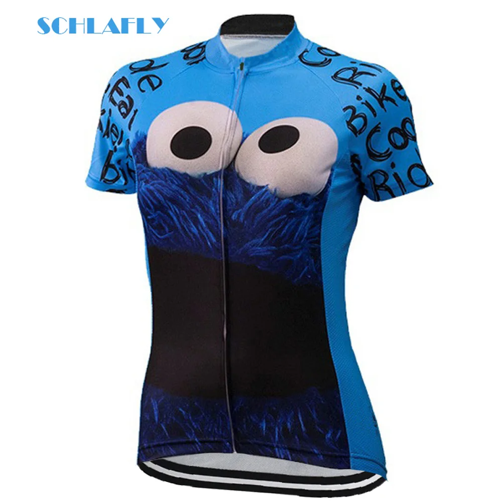 Woman Green pink funny cycling jersey summer breathable quick dry anti-shrink short bike wear jersey road schlafly