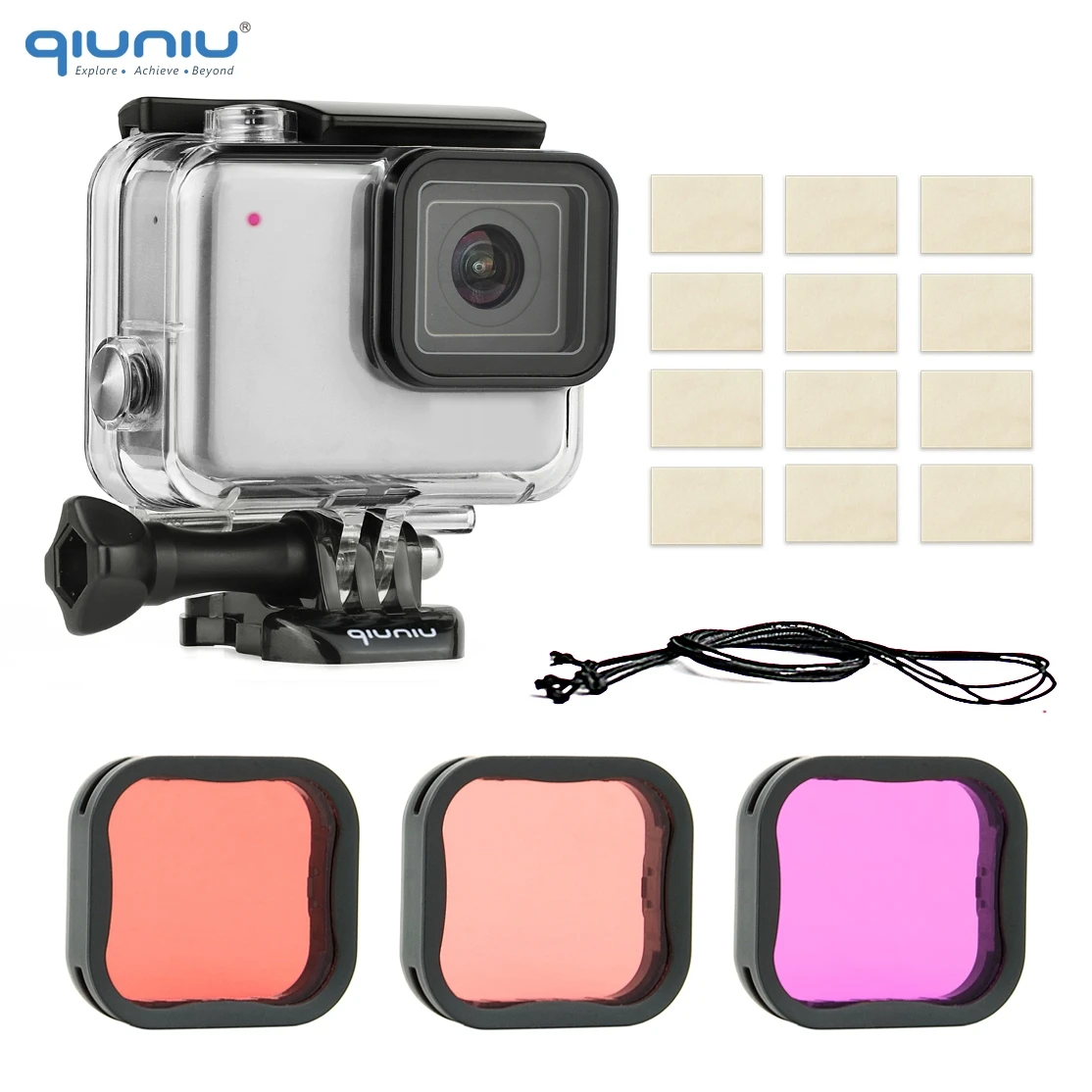 Qiuniu 40m Underwater Diving Waterproof Housing Case Dive Lens Filter Kit For Gopro Hero 7 Silver White For Go Pro 7 Accessory Sports Camcorder Cases Aliexpress