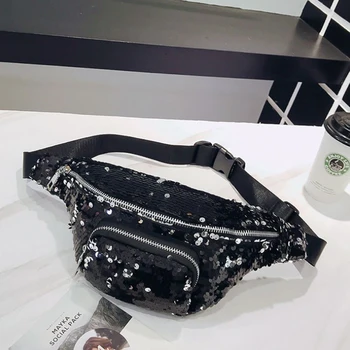 

Sequin chest bag female 2020 new messenger bag fashion wild waist bag Korean personality ladies multi-purpose small bag
