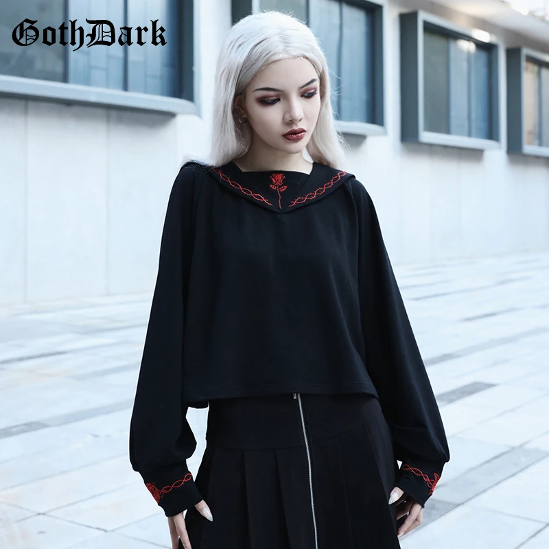  Goth Dark Print Gothic Grunge Gothic Sweatshirt Women Harajuku Vintage Punk Autumn 2019 Loose Sweat