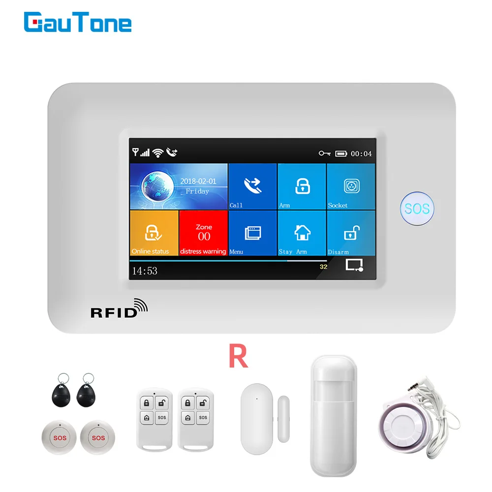 GauTone PG106 WiFi GSM Home Burglar Security Alarm System Wireless Home 433MHz Alarm System with SOS Button