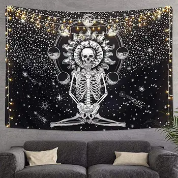 

Tapestry Skull Print Fashion Halloween Decorations For Home Living Room Bedroom Wall Hanging Tarpaulin Accroche Torchon Mural #