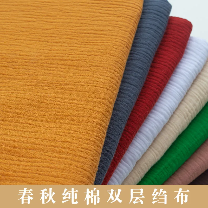 

2019 Real Silk Fabric De Algodon Para Patchwork Free Shipping Summer Double-layer Cotton Yarn Pleated Texture And Linen Fabrics