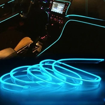 

1M 3M 5M car EL Wire led strip Atmosphere light for DIY flexible AUTO interior Lamp Party decoration lights 12V USB Neon strips
