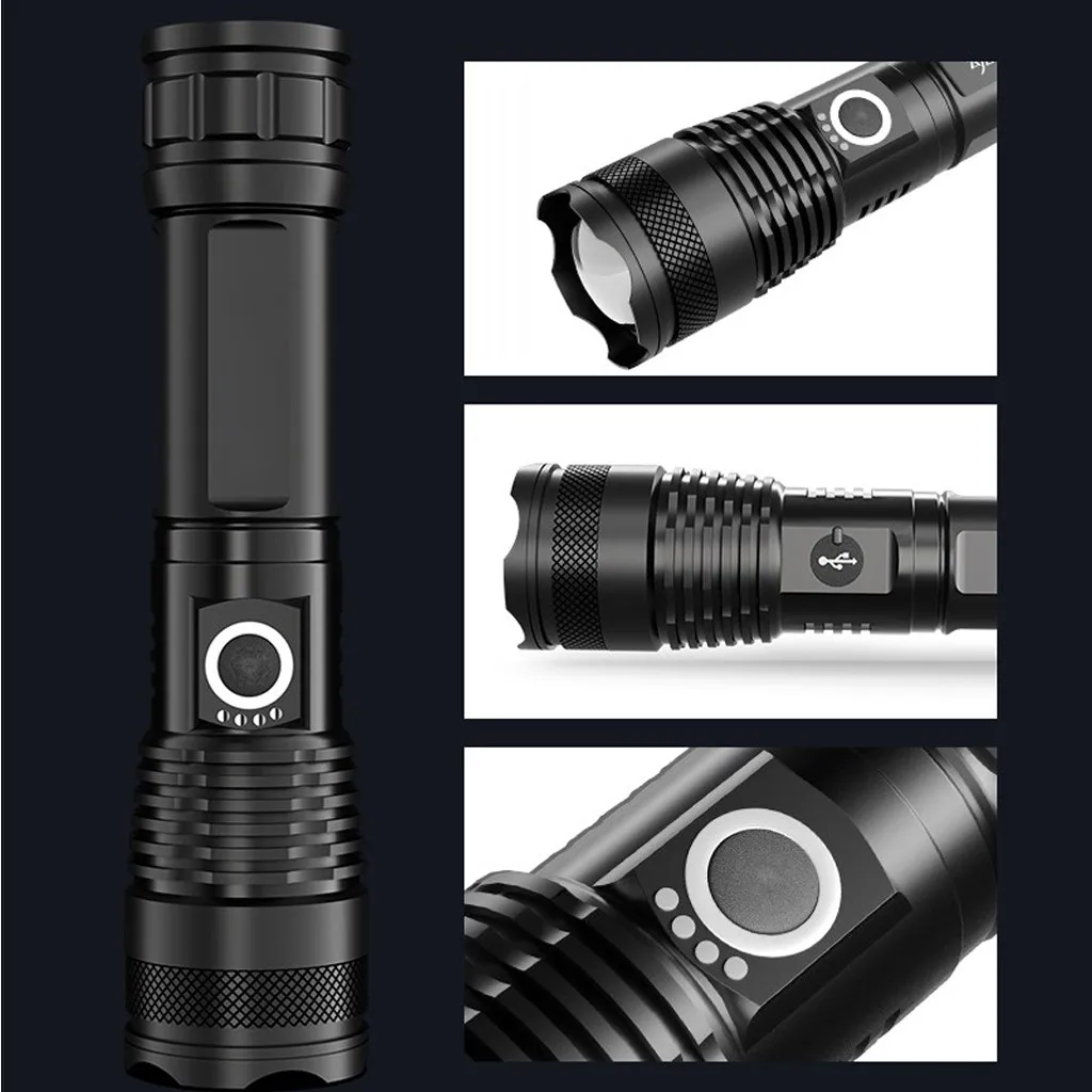 Светодиодный мощный фонарик 1000 м мощный светодиодный фонарь XHP70 факел USB перезаряжаемая водонепроницаемая лампа сверхъяркая#3